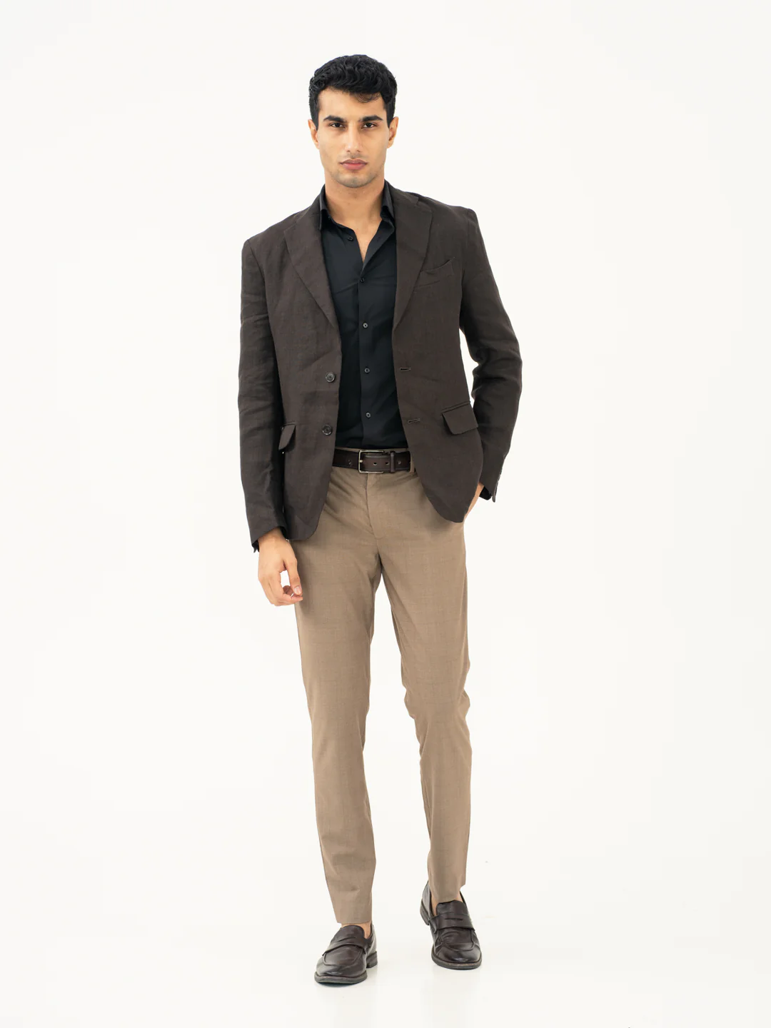 Chestnut Brown Checks Formal Pants - Image 2