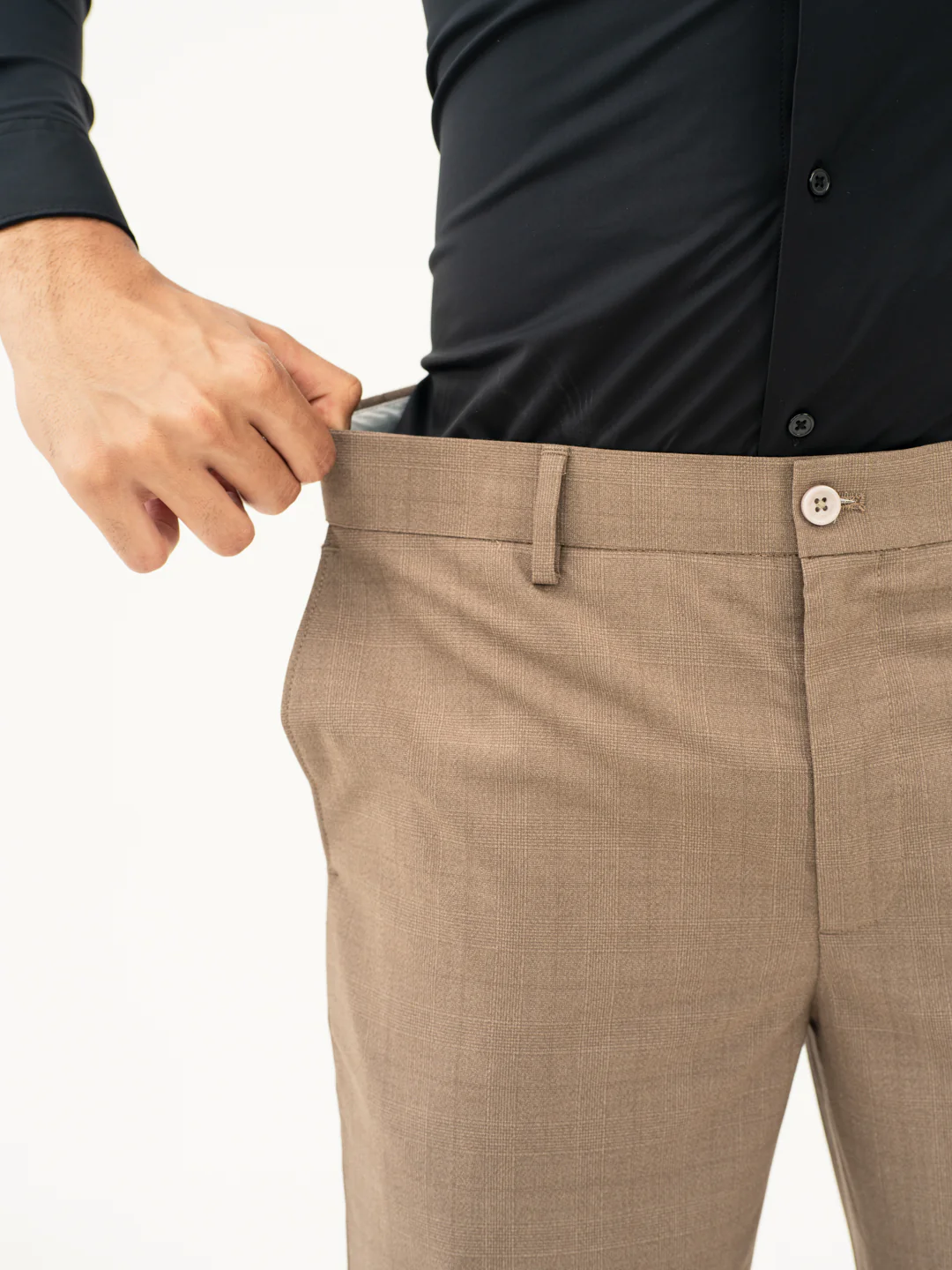 Chestnut Brown Checks Formal Pants - Image 4