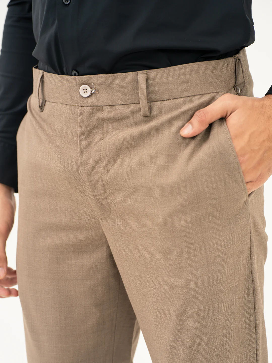 Chestnut Brown Checks Formal Pants - Image 8