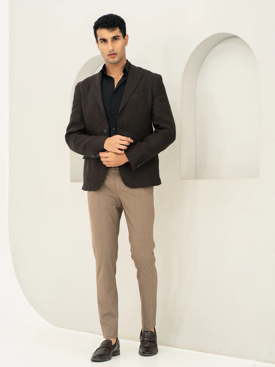 Chestnut Brown Checks Formal Pants - Image 9