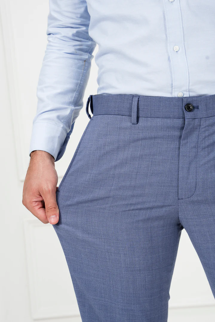 Chicago Blue Melange Merino Wool Pants - Image 3