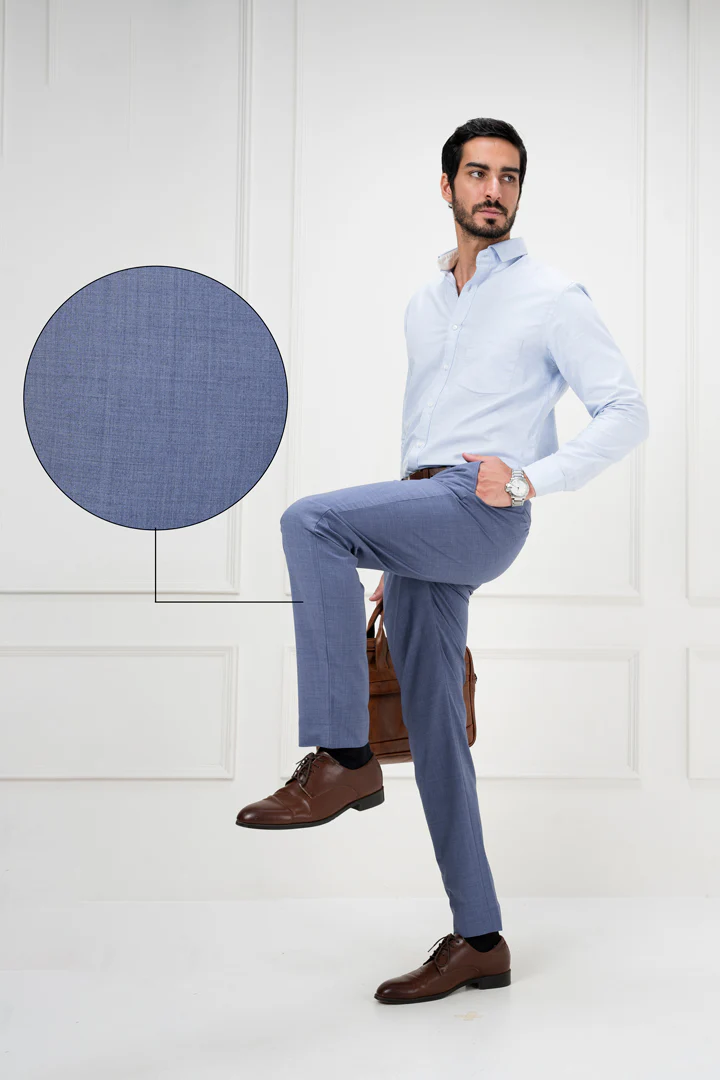 Chicago Blue Melange Merino Wool Pants - Image 5
