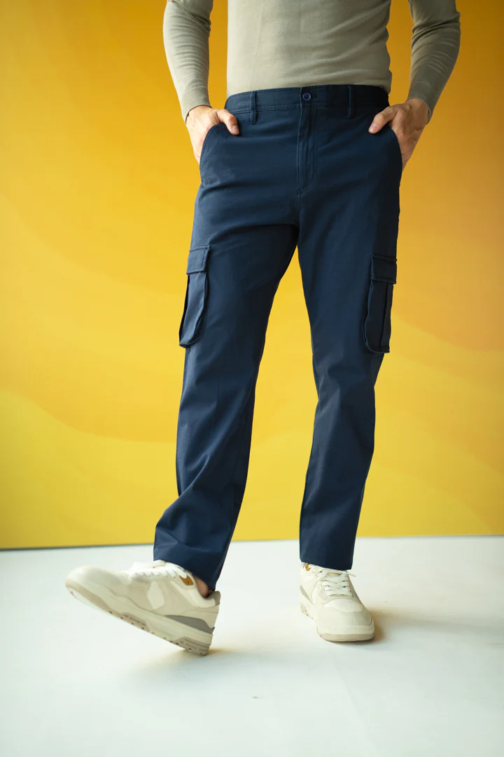 Classic Navy Stretch Cargo Pants - Image 5
