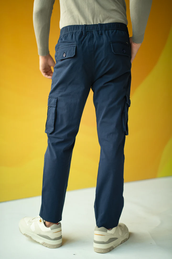Classic Navy Stretch Cargo Pants - Image 6