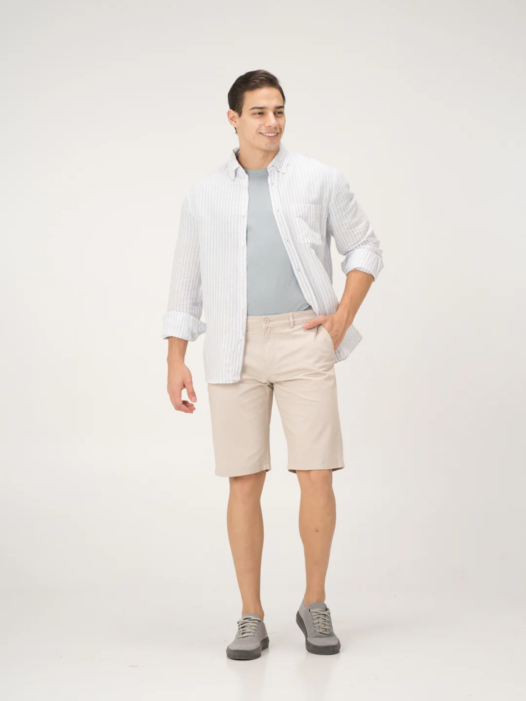 Claude Cream Stretch Chino Shorts - Image 11