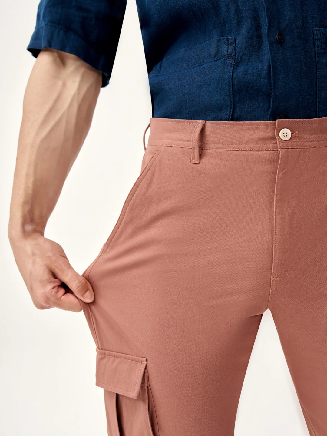 Clay Brown Stretch Cargo Pants - Image 3