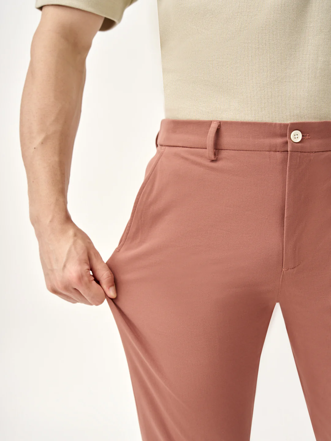 Clay Brown Stretch Chinos - Image 3