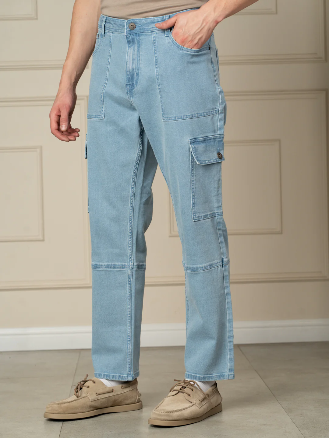 Cloudline Blue Relaxed Fit Denim Cargos - Image 10