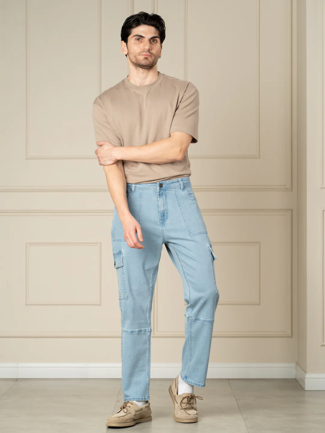 Cloudline Blue Relaxed Fit Denim Cargos - Image 2