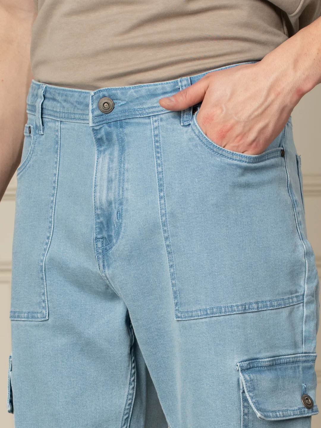 Cloudline Blue Relaxed Fit Denim Cargos - Image 5
