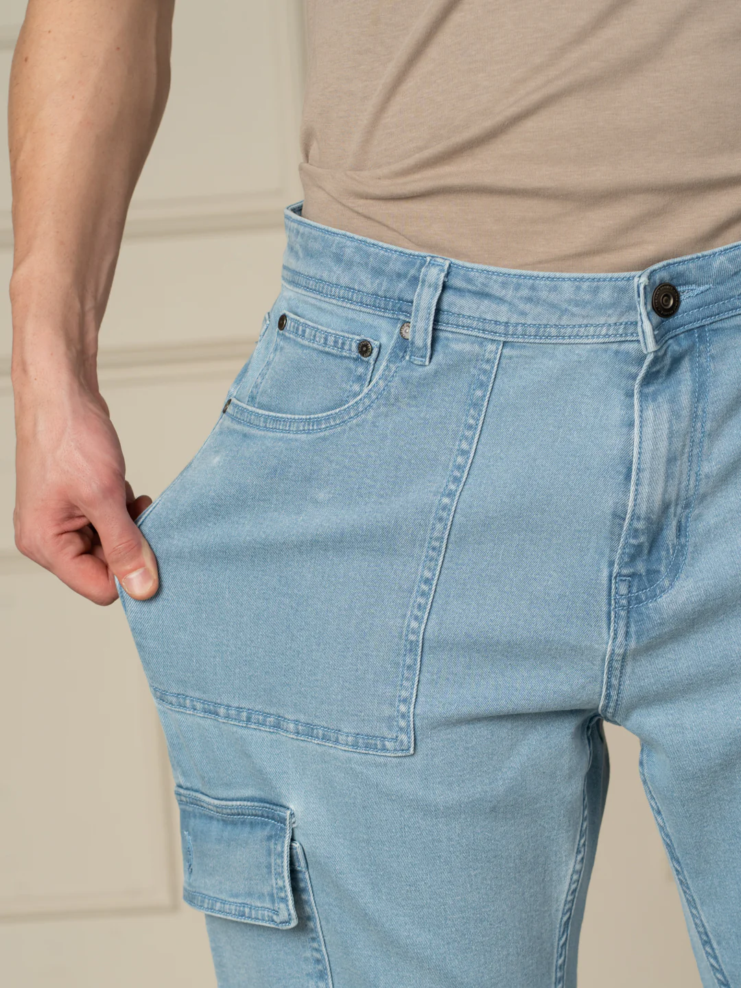 Cloudline Blue Relaxed Fit Denim Cargos - Image 7
