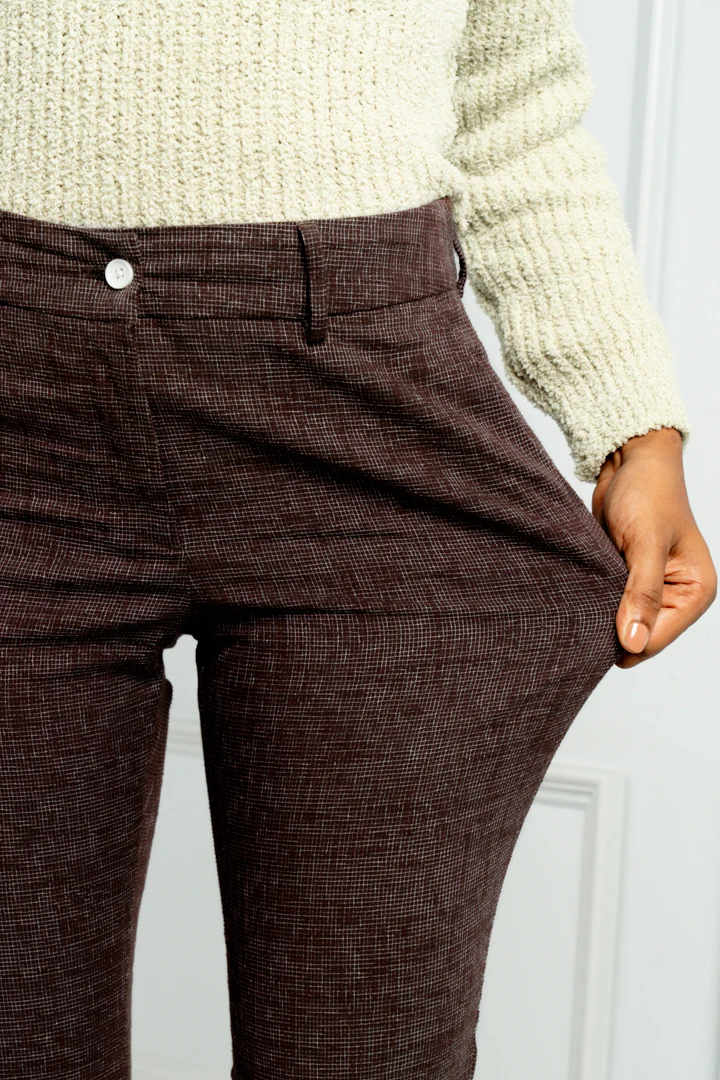 Coconut Brown Checks Women Pants - Image 3