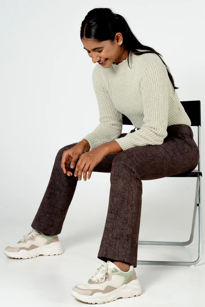 Coconut Brown Checks Women Pants - Image 4