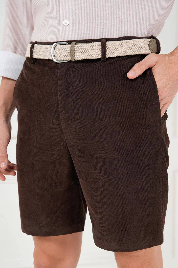 Coffee Brown Corduroy Stretch Chino Shorts - Image 4