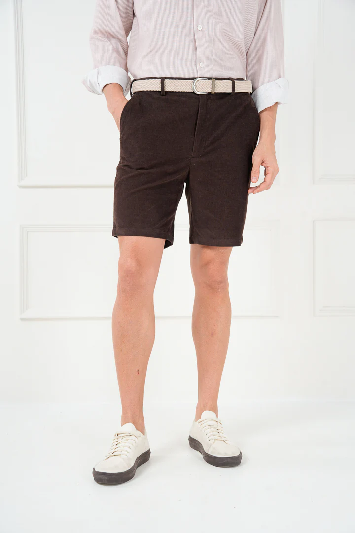 Coffee Brown Corduroy Stretch Chino Shorts - Image 5