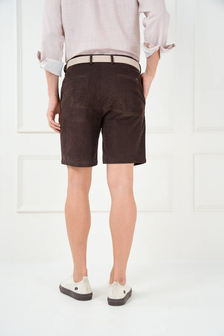 Coffee Brown Corduroy Stretch Chino Shorts - Image 6