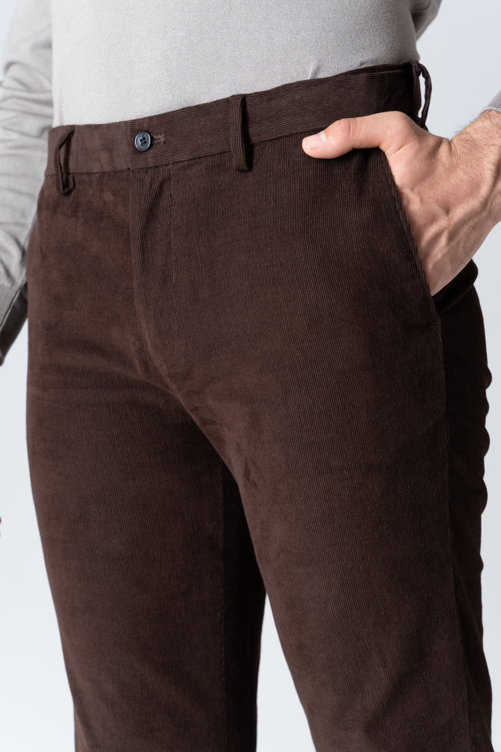Coffee Brown Corduroy Stretch Pants - Image 3