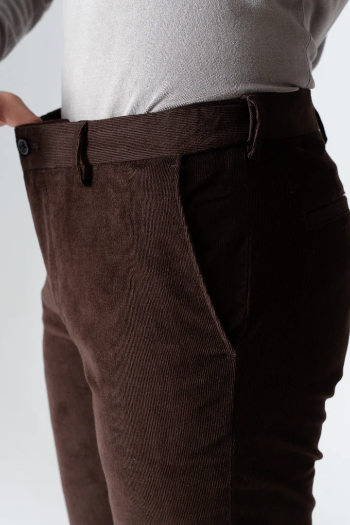 Coffee Brown Corduroy Stretch Pants - Image 4