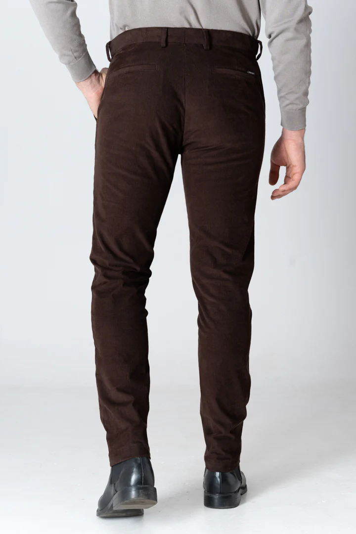 Coffee Brown Corduroy Stretch Pants - Image 5