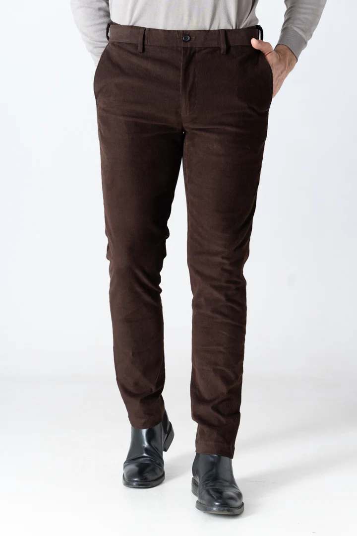 Coffee Brown Corduroy Stretch Pants - Image 6