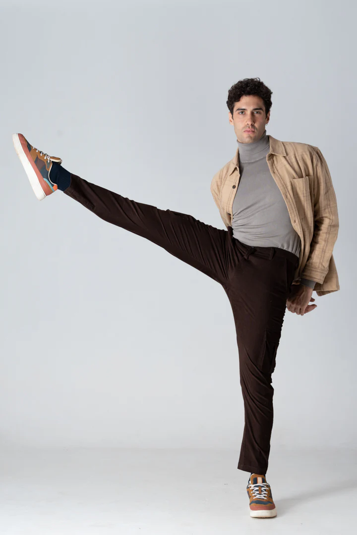 Coffee Brown Corduroy Stretch Cargo Pants - Image 8