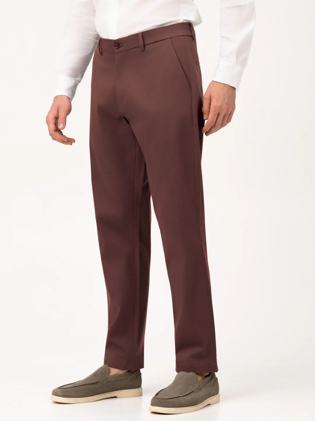 Cognora Brown Relaxed Fit Stretch Chinos for Men - Image 10