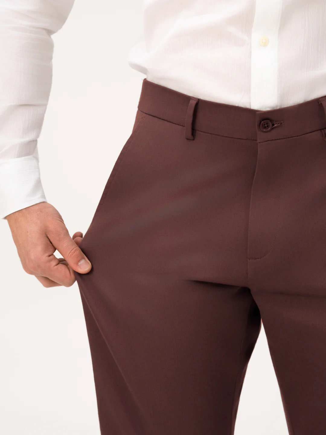 Cognora Brown Relaxed Fit Stretch Chinos for Men - Image 4