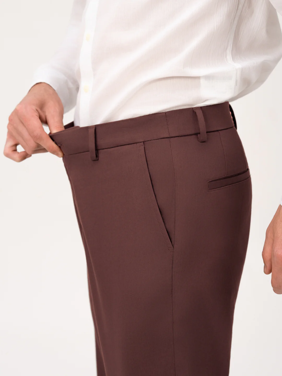 Cognora Brown Relaxed Fit Stretch Chinos for Men - Image 6