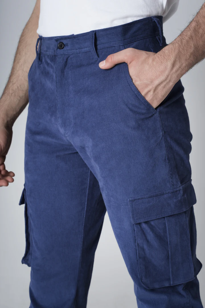 Columbia Blue Corduroy Stretch Cargo Pants - Image 4
