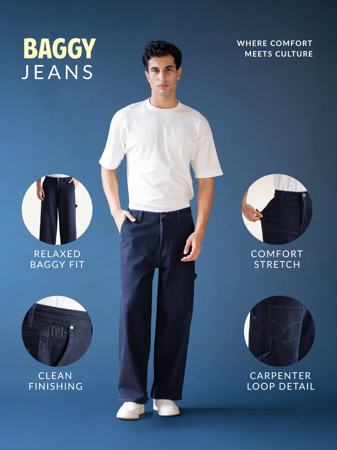 Combat Blue Baggy Fit Jeans - Image 2