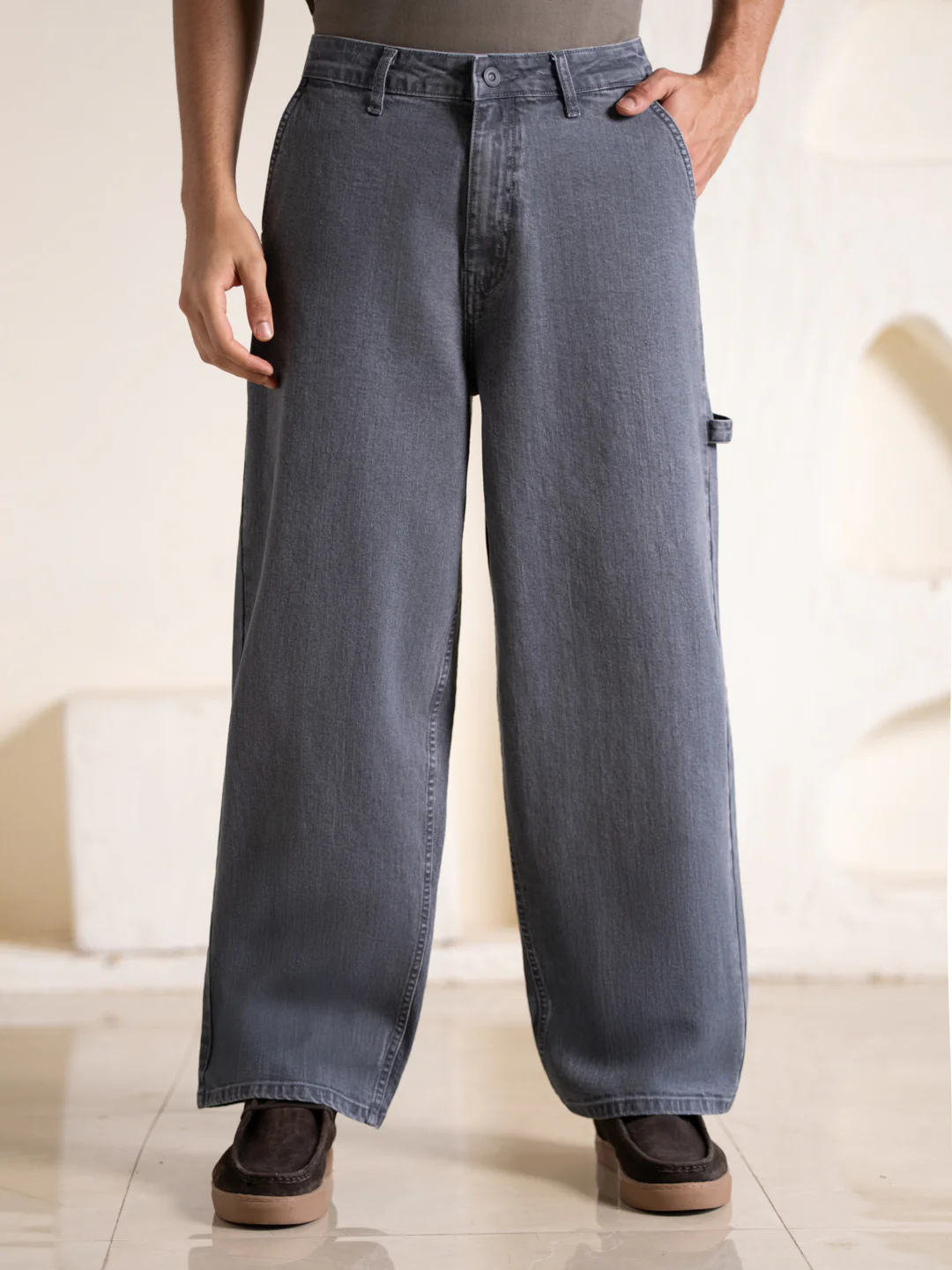 Concrete Grey Baggy Fit Jeans - Image 3