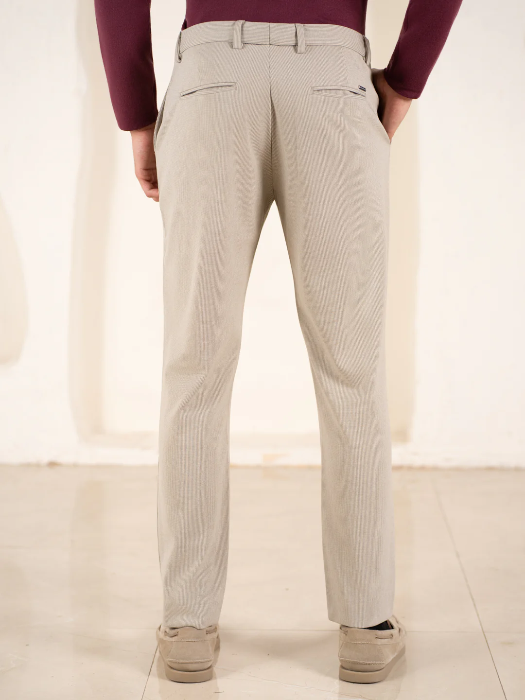 Contour Khaki Houndstooth Slim Fit Power Stretch Pants - Image 8