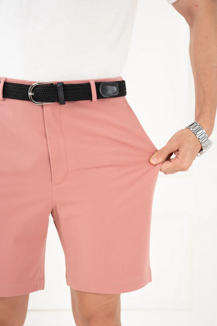 Coral Cotton Stretch Chino Shorts - Image 3