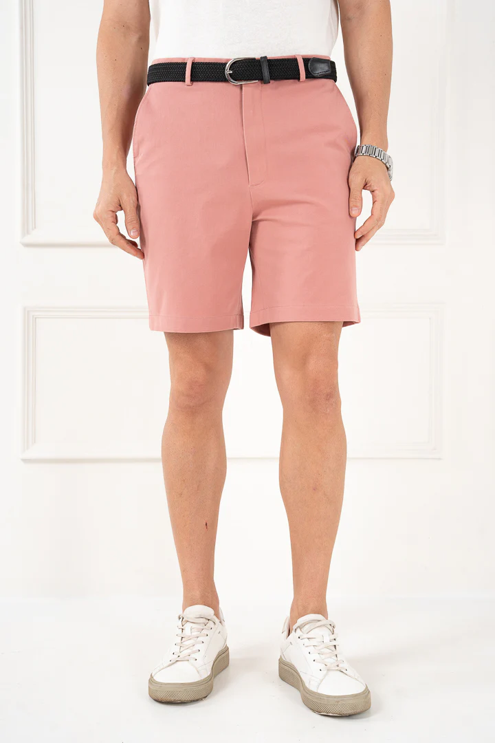 Coral Cotton Stretch Chino Shorts - Image 5