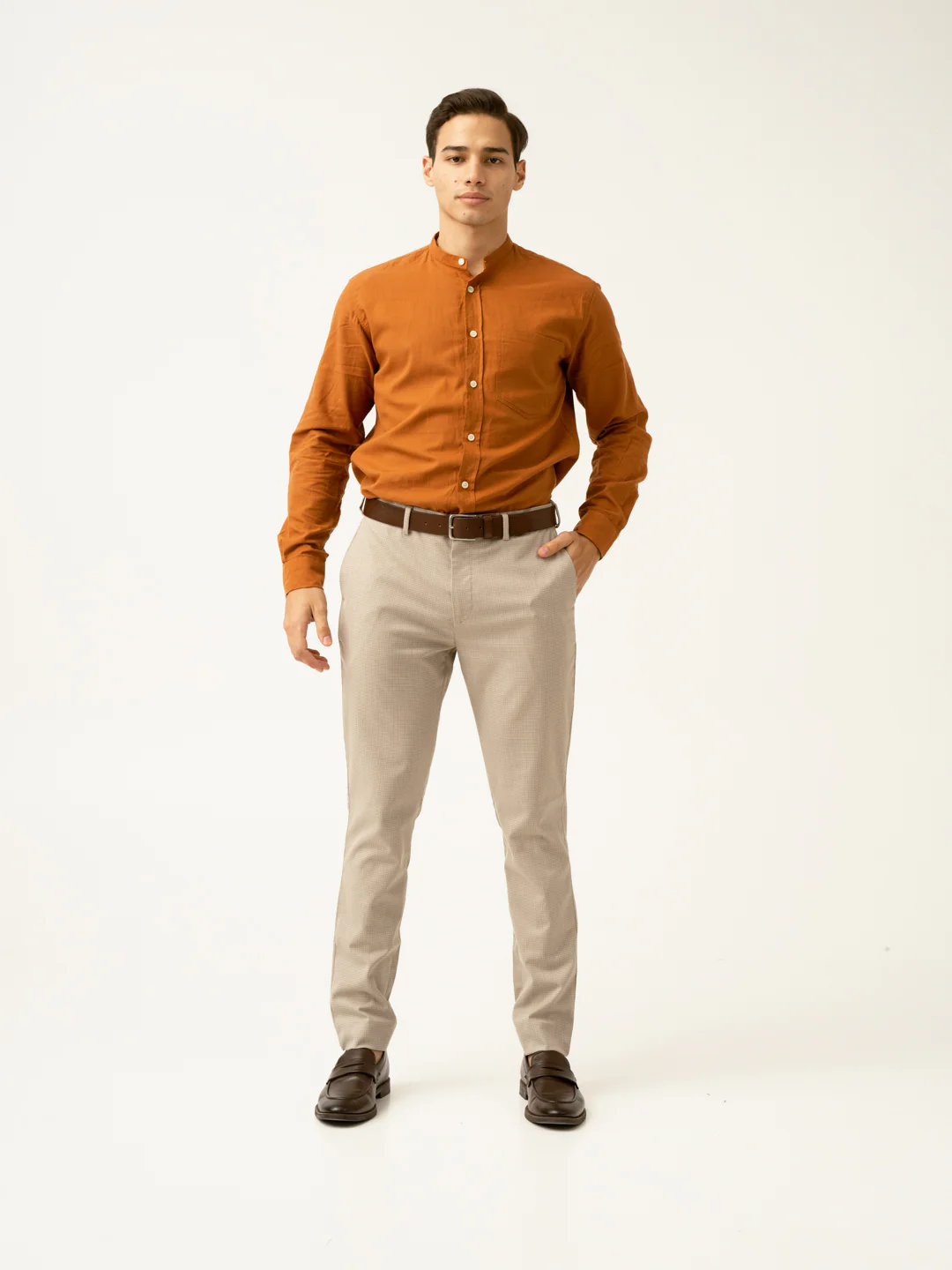 Cork Beige Textured Formal Pants - Image 11
