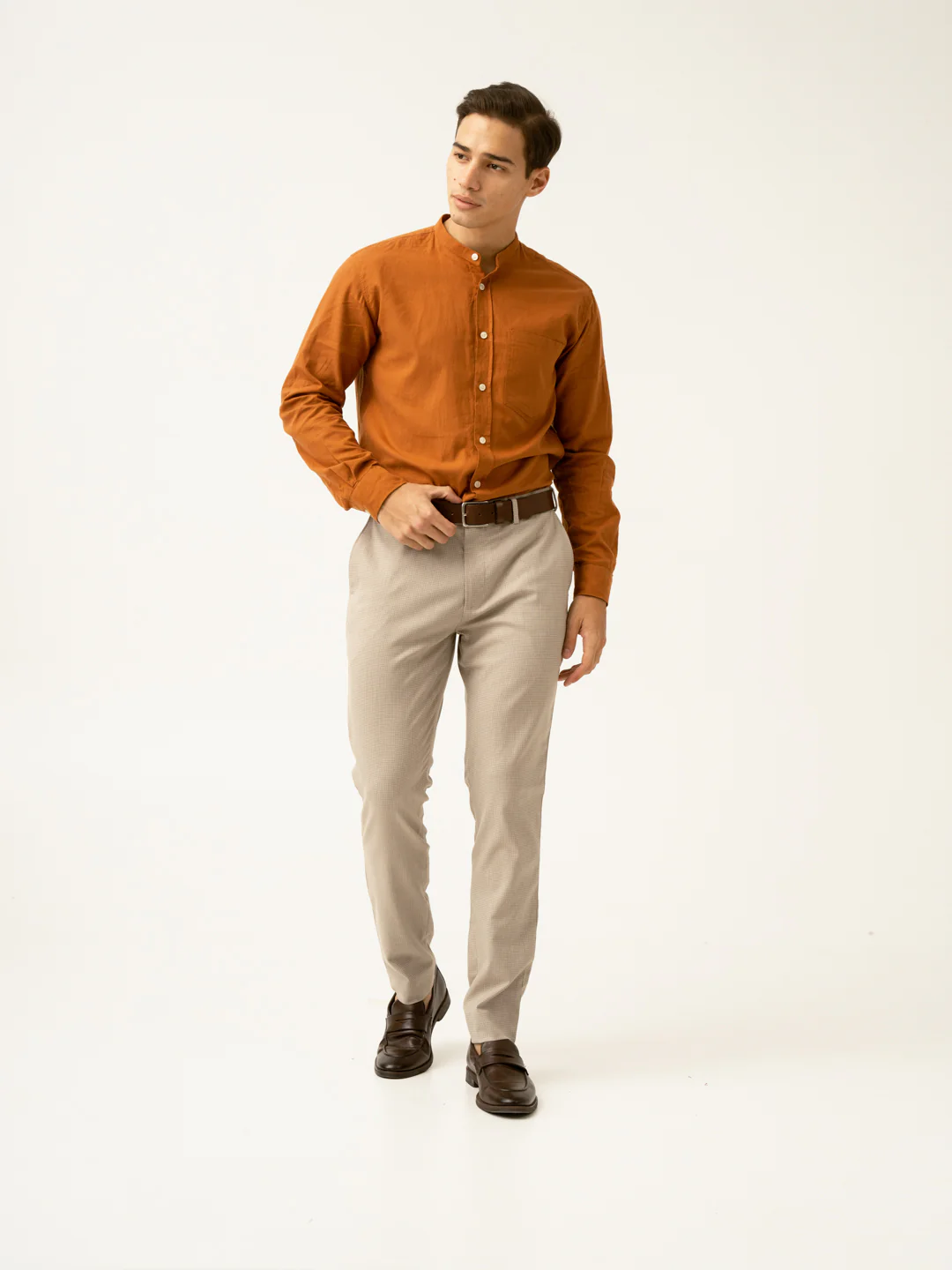 Cork Beige Textured Formal Pants - Image 15