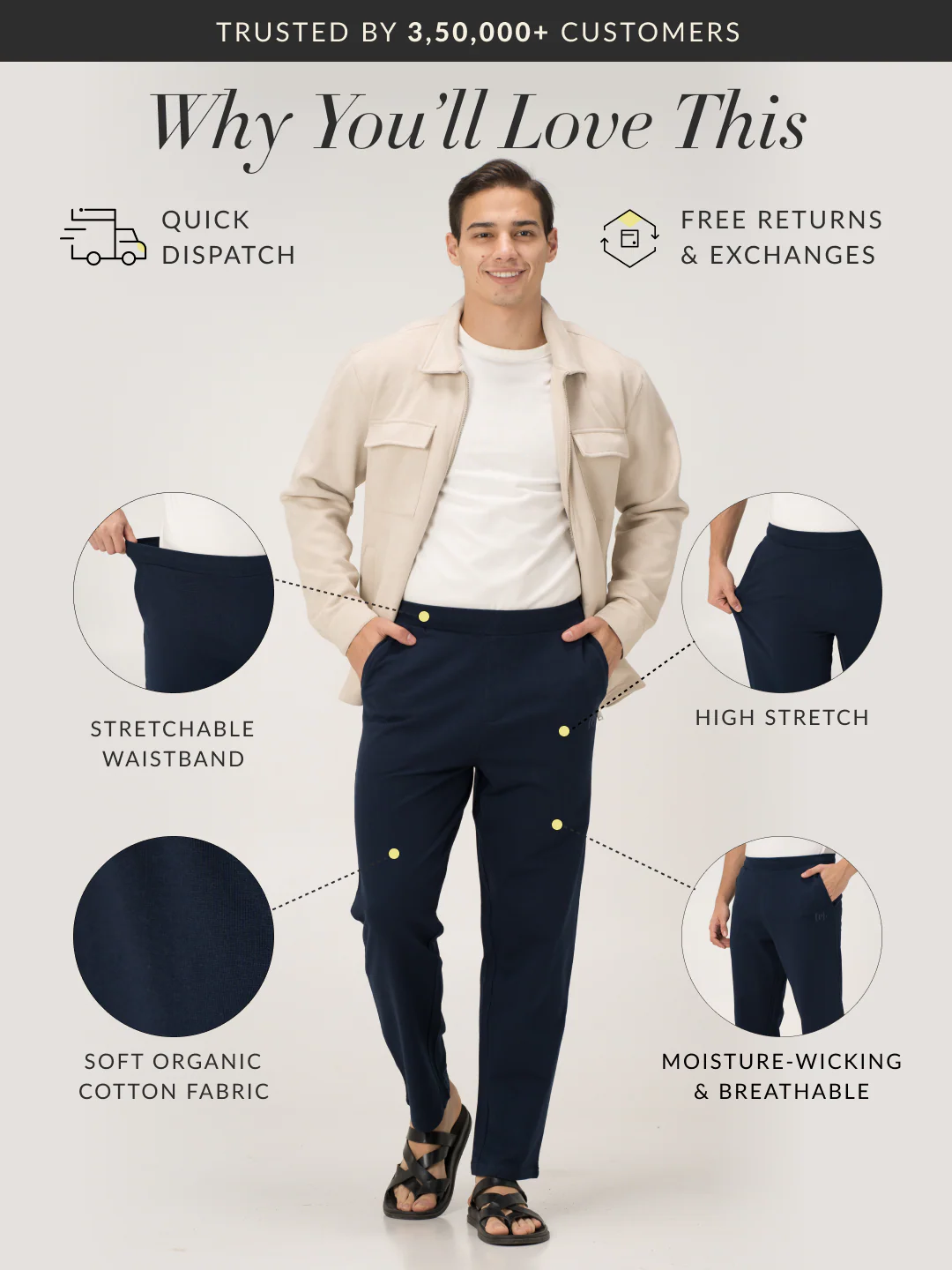 Cosmic Navy Cotton Sweatpants - Image 2