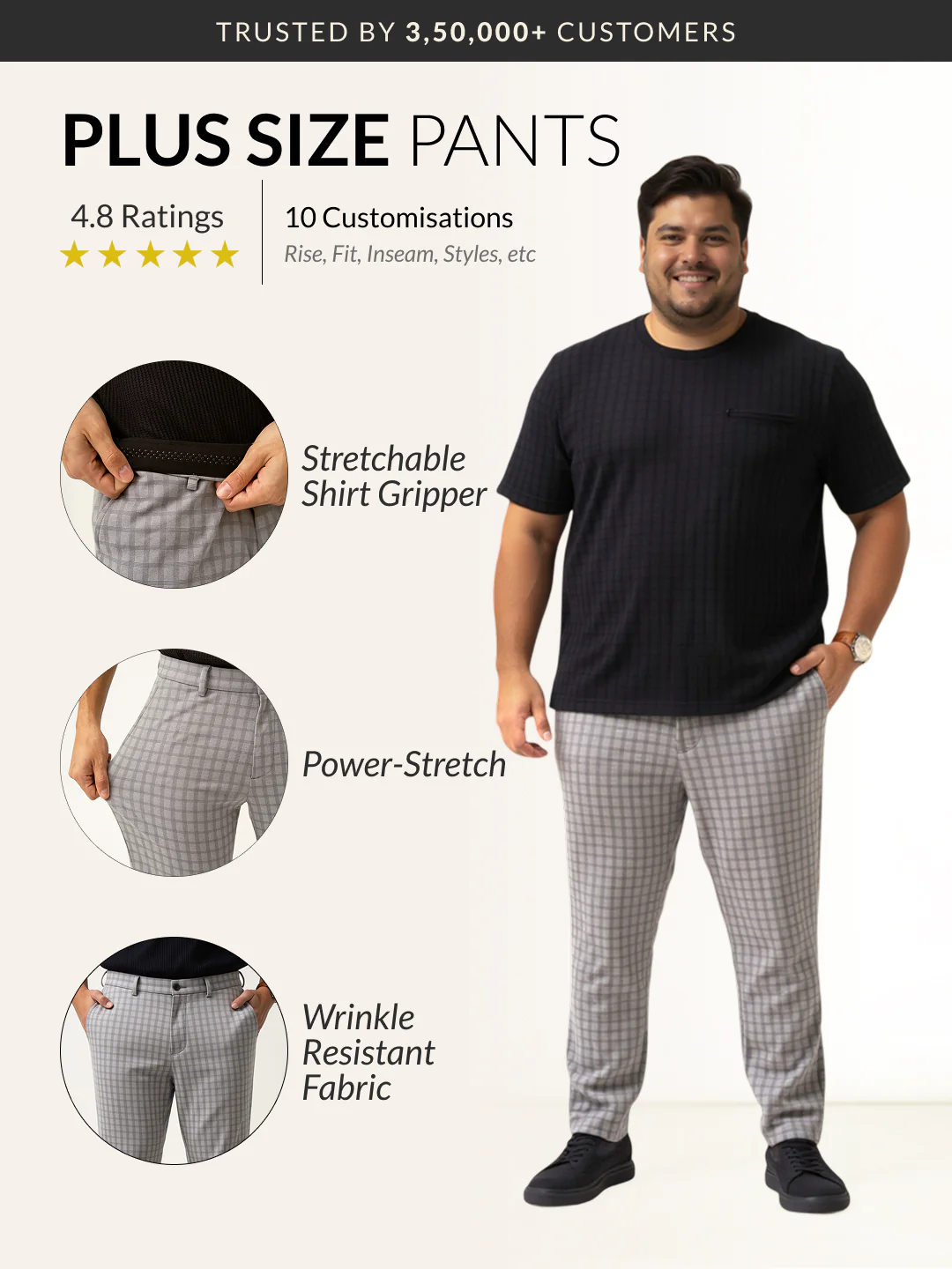 Crane Grey Window Checks Plus Size Power-Stretch Pants - Image 2