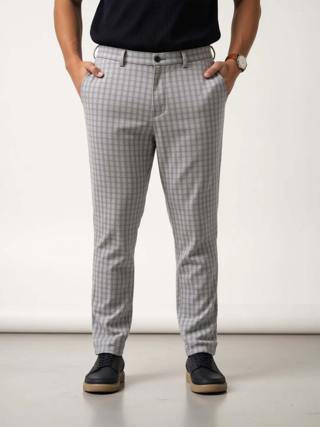 Crane Grey Window Checks Plus Size Power-Stretch Pants - Image 3
