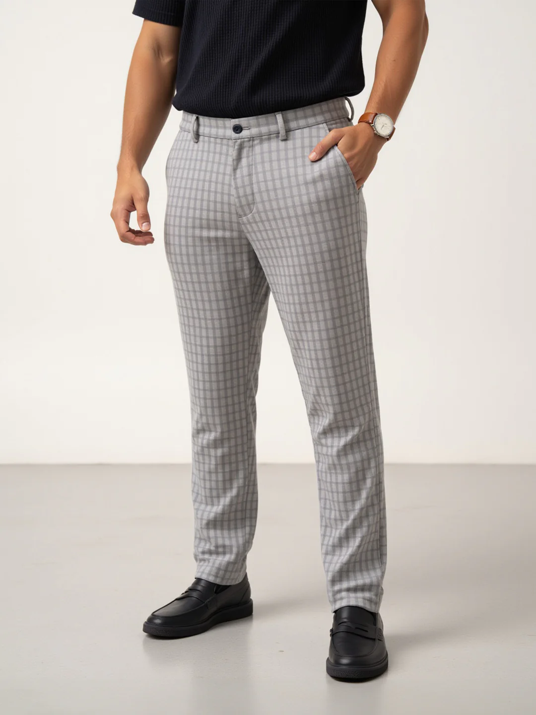 Crane Grey Window Checks Plus Size Power-Stretch Pants - Image 7