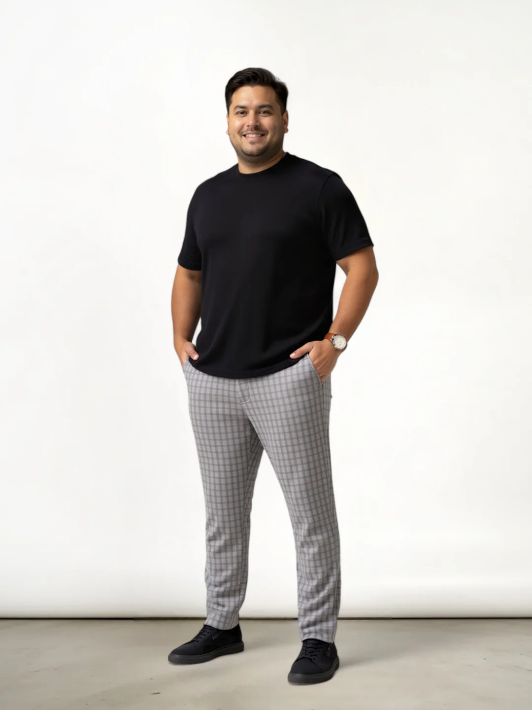 Crane Grey Window Checks Plus Size Power-Stretch Pants - Image 8