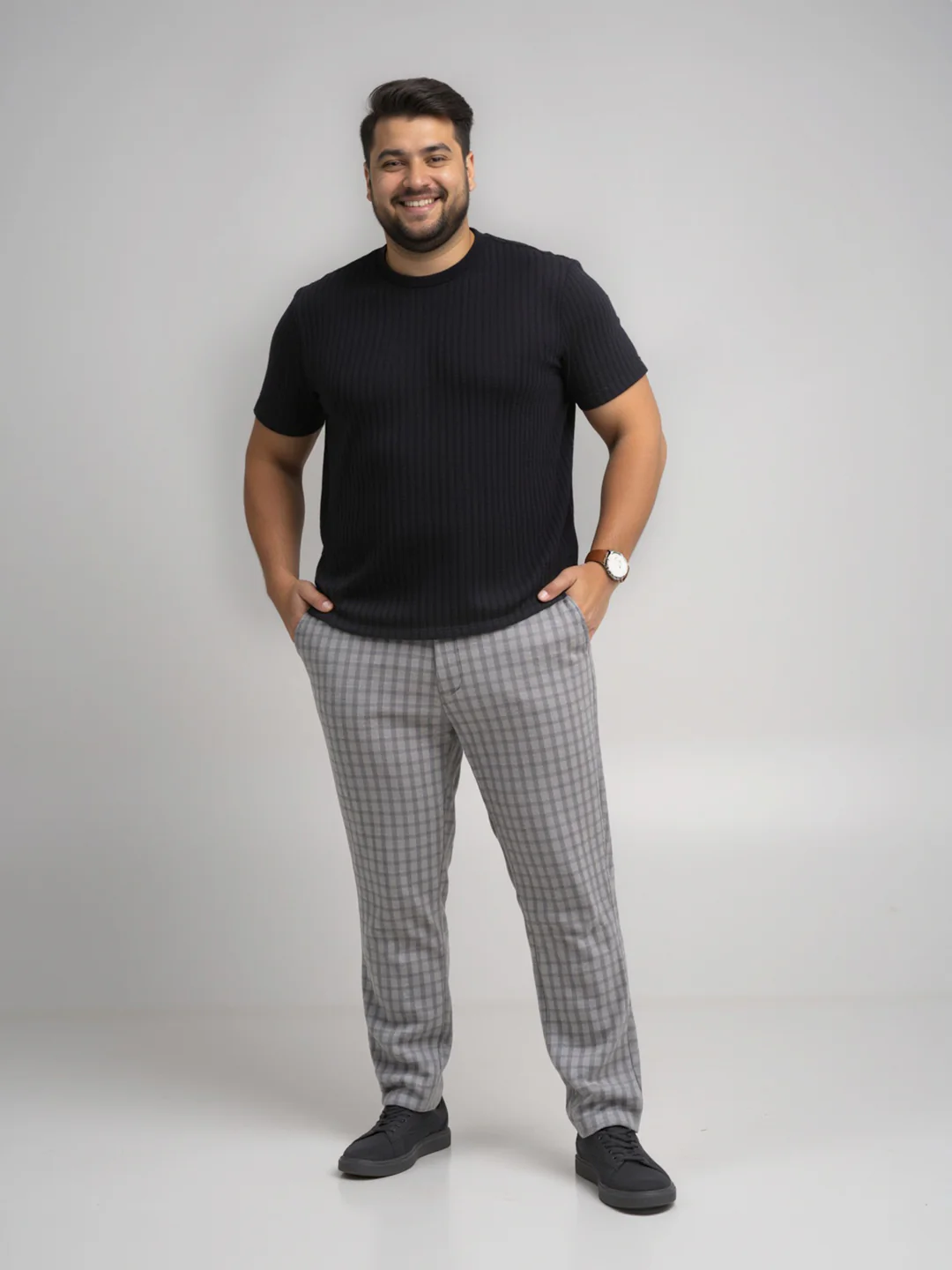 Crane Grey Window Checks Plus Size Power-Stretch Pants - Image 9