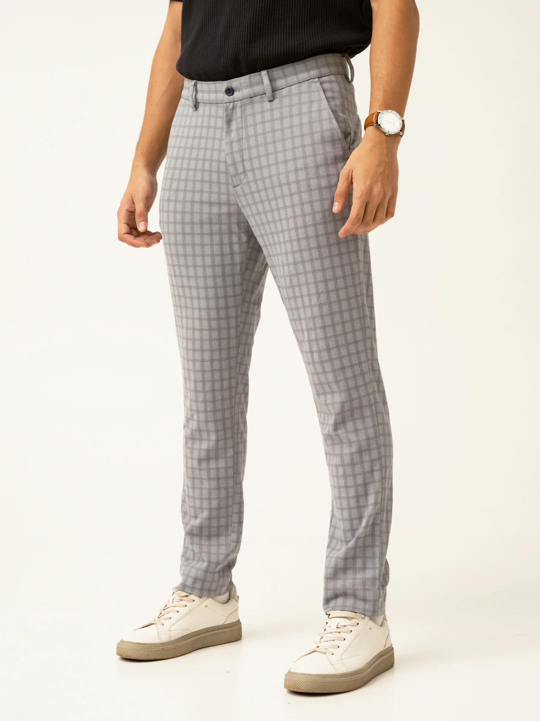 Crane Grey Window Checks Power-Stretch Pants - Image 10
