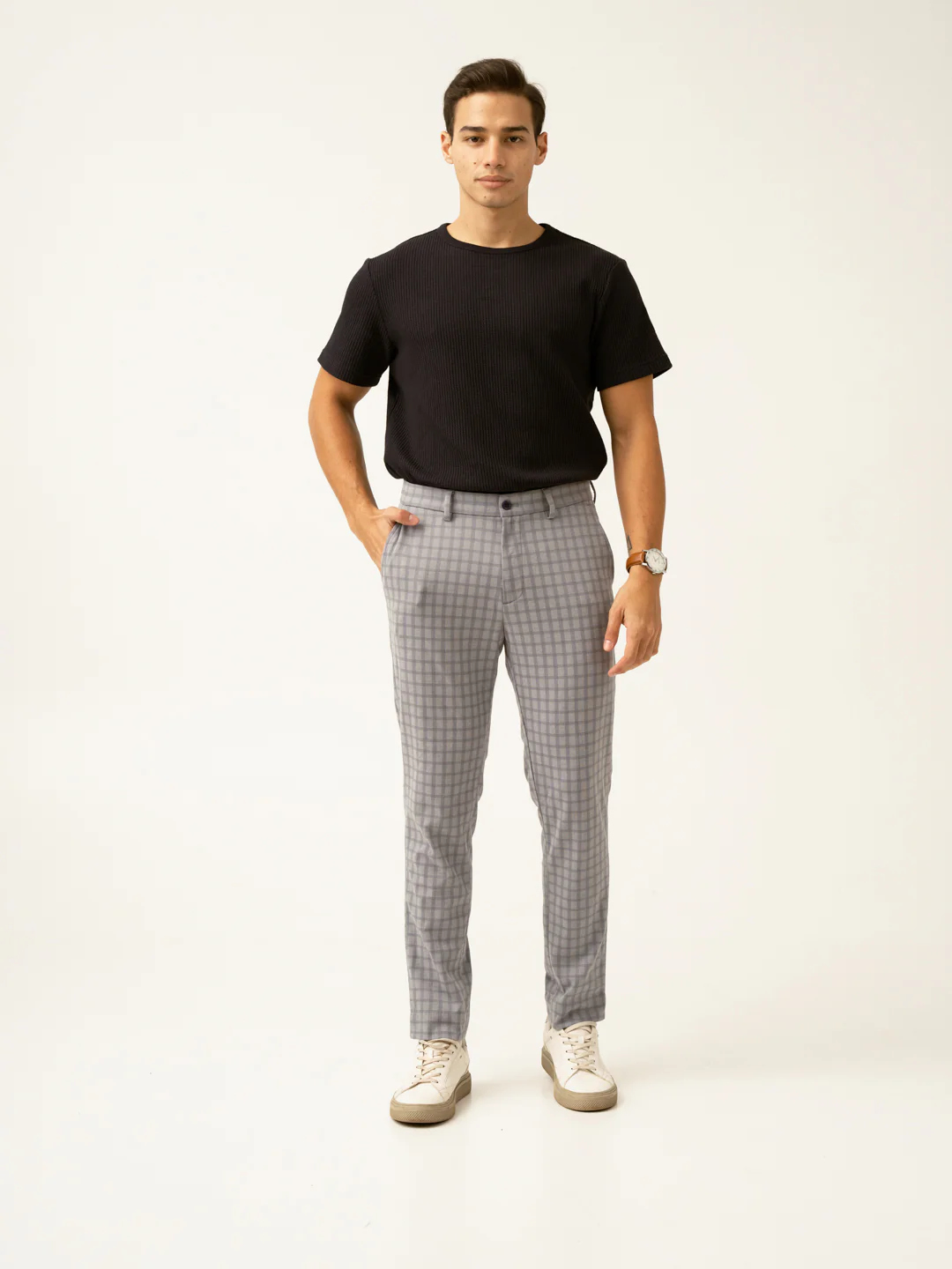 Crane Grey Window Checks Power-Stretch Pants - Image 11