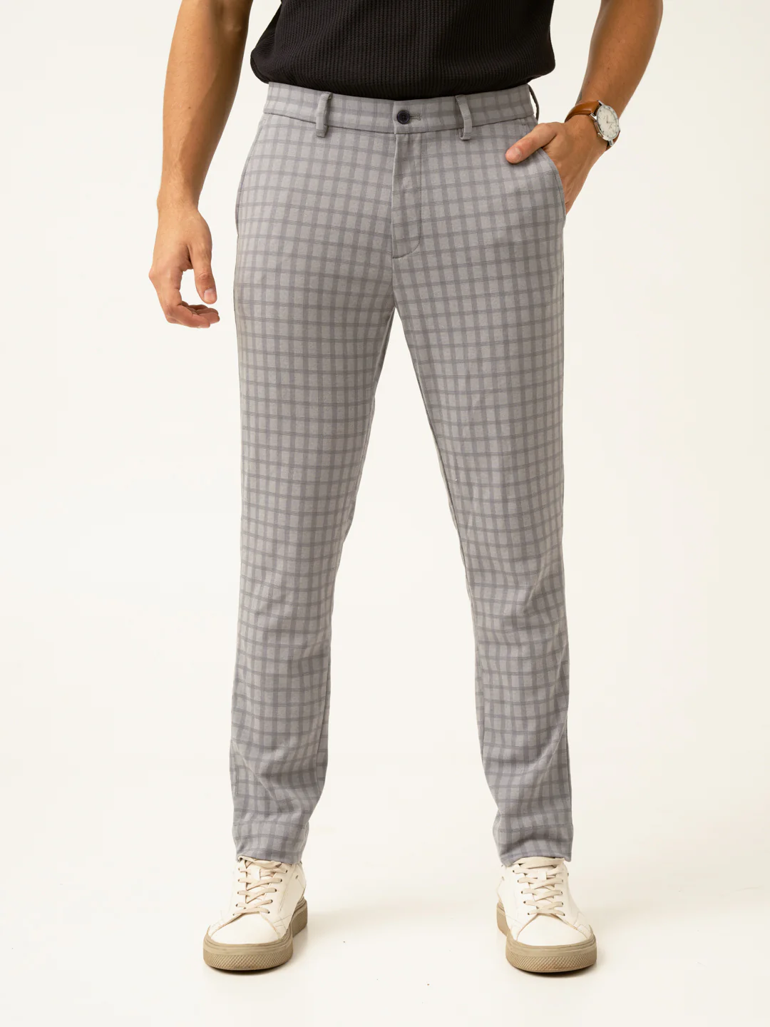 Crane Grey Window Checks Power-Stretch Pants - Image 3