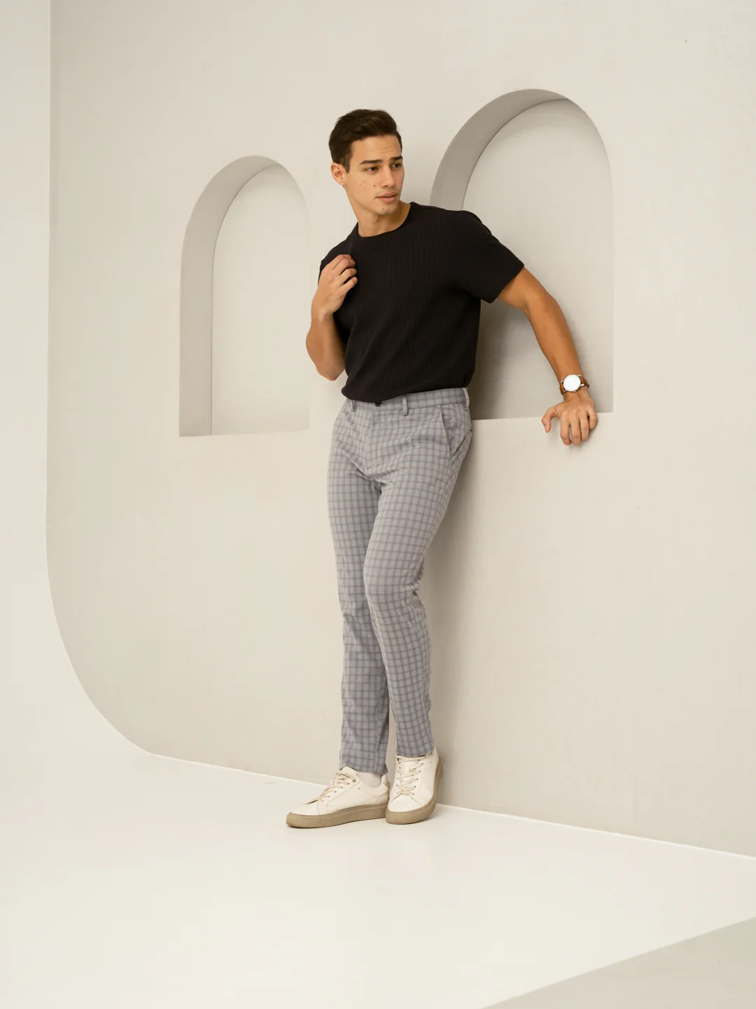 Crane Grey Window Checks Power-Stretch Pants - Image 8