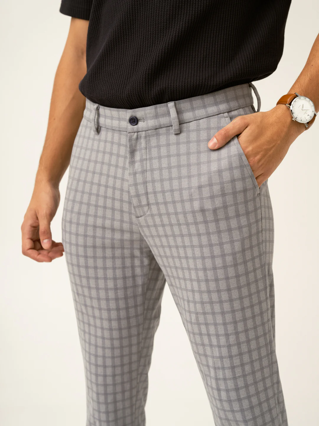 Crane Grey Window Checks Power-Stretch Pants - Image 9