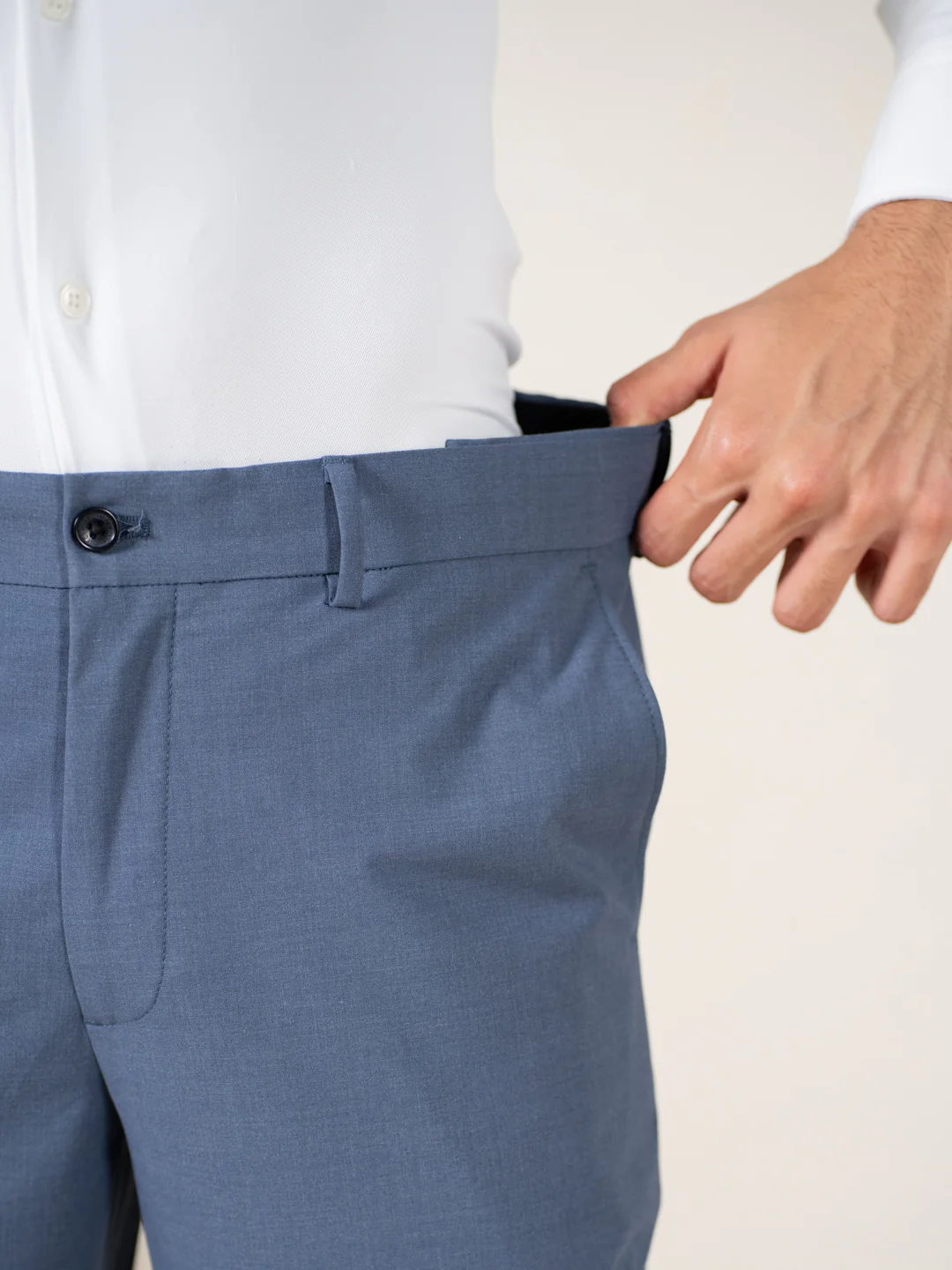 Crest Blue Melange Stretch Formal Pants - Image 4
