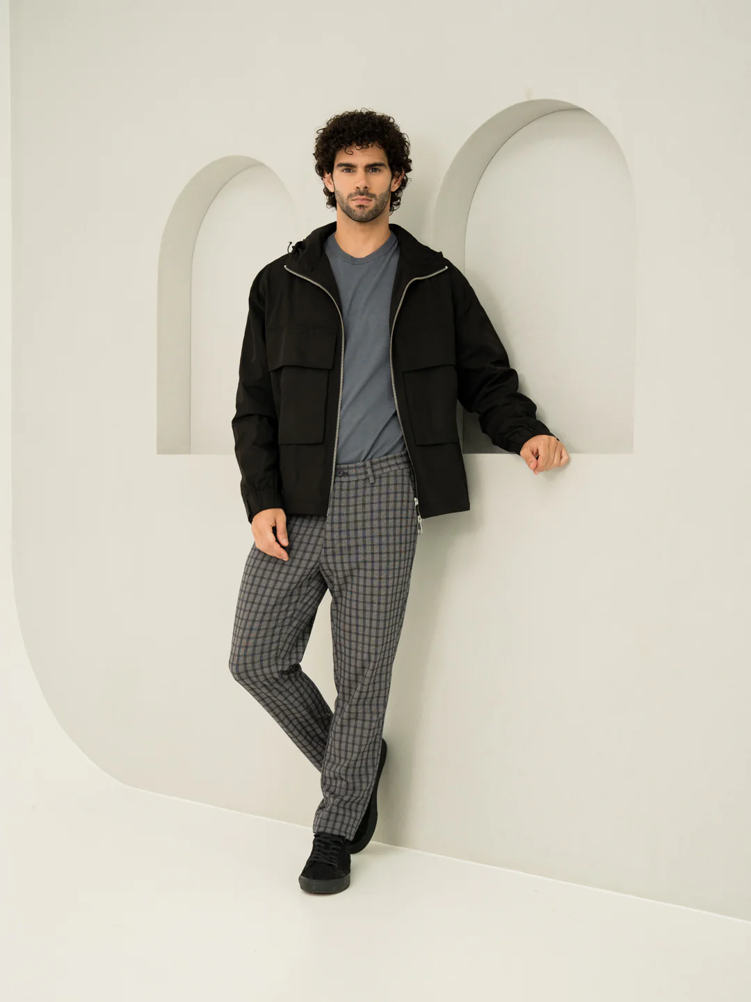 Crow Black Checks Slim Fit Power Stretch Pants - Image 6