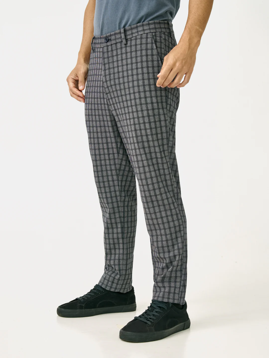Crow Black Checks Slim Fit Power Stretch Pants - Image 9
